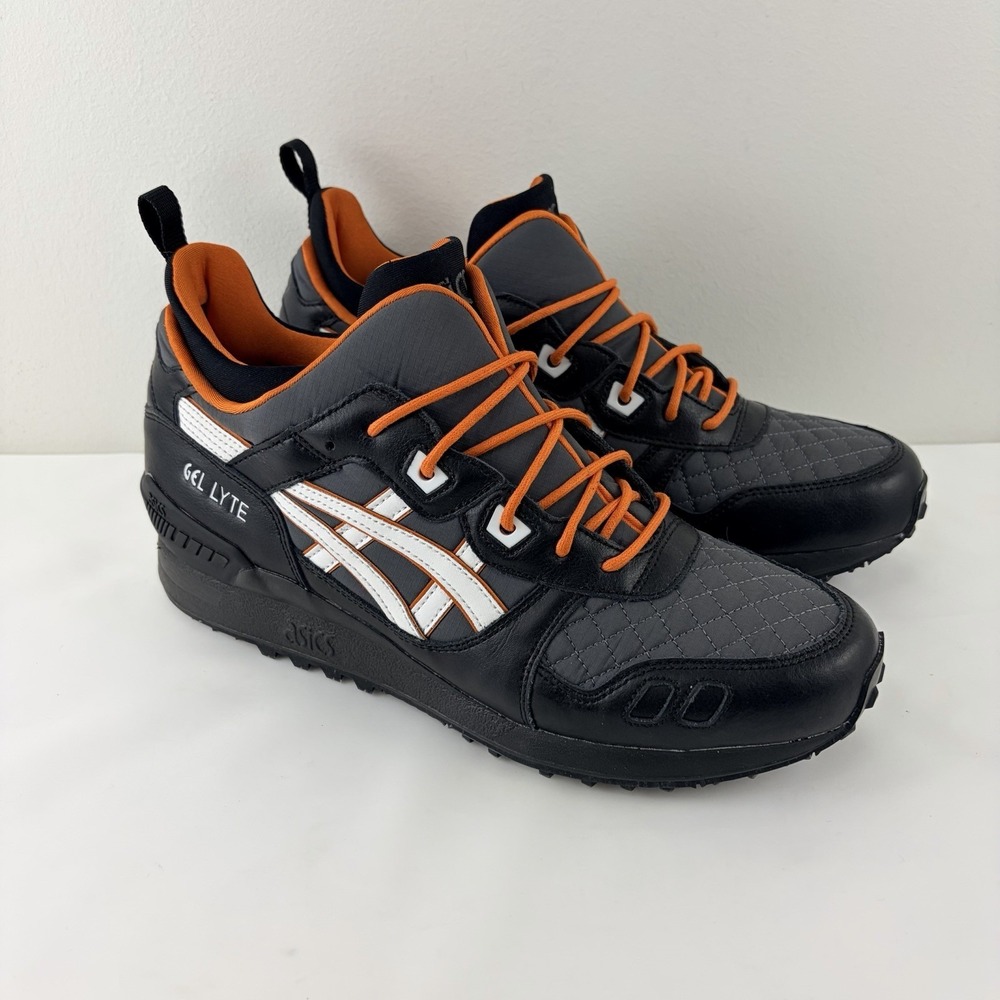 Men's ASICS Gel Lyte Sneakers Black Orange Size 11 Casual Shoes